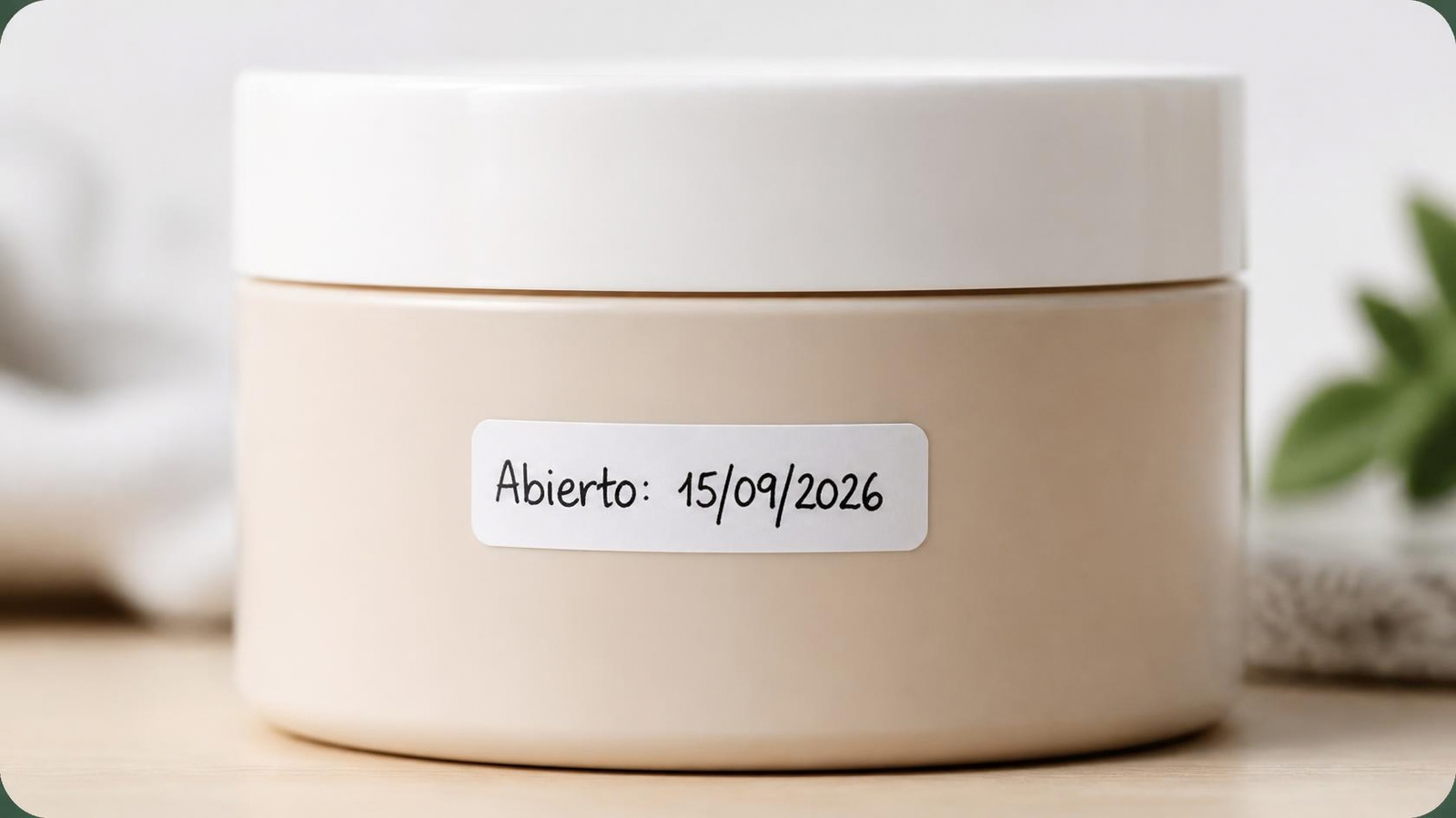 Tarro cosméticos con etiqueta con fecha apertura
