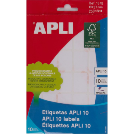 Etiquetas adhesivas blancas APLI