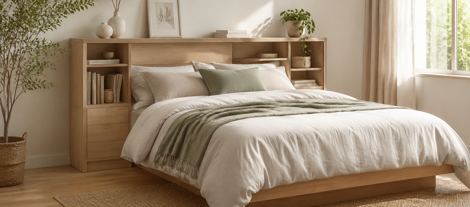 Cabecero de cama con almacenamiento para dormitorio